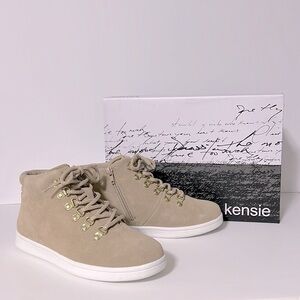 KENSIE FLORI HIGH TOP SNEAKER COLOR SAND SUEDE LEATHER UPPER SIZE 8M NIB